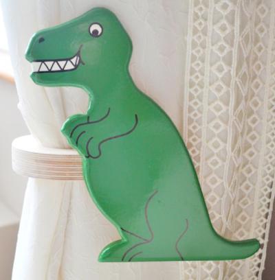 childrens wooden dinoaur t-rex curtain tie backs