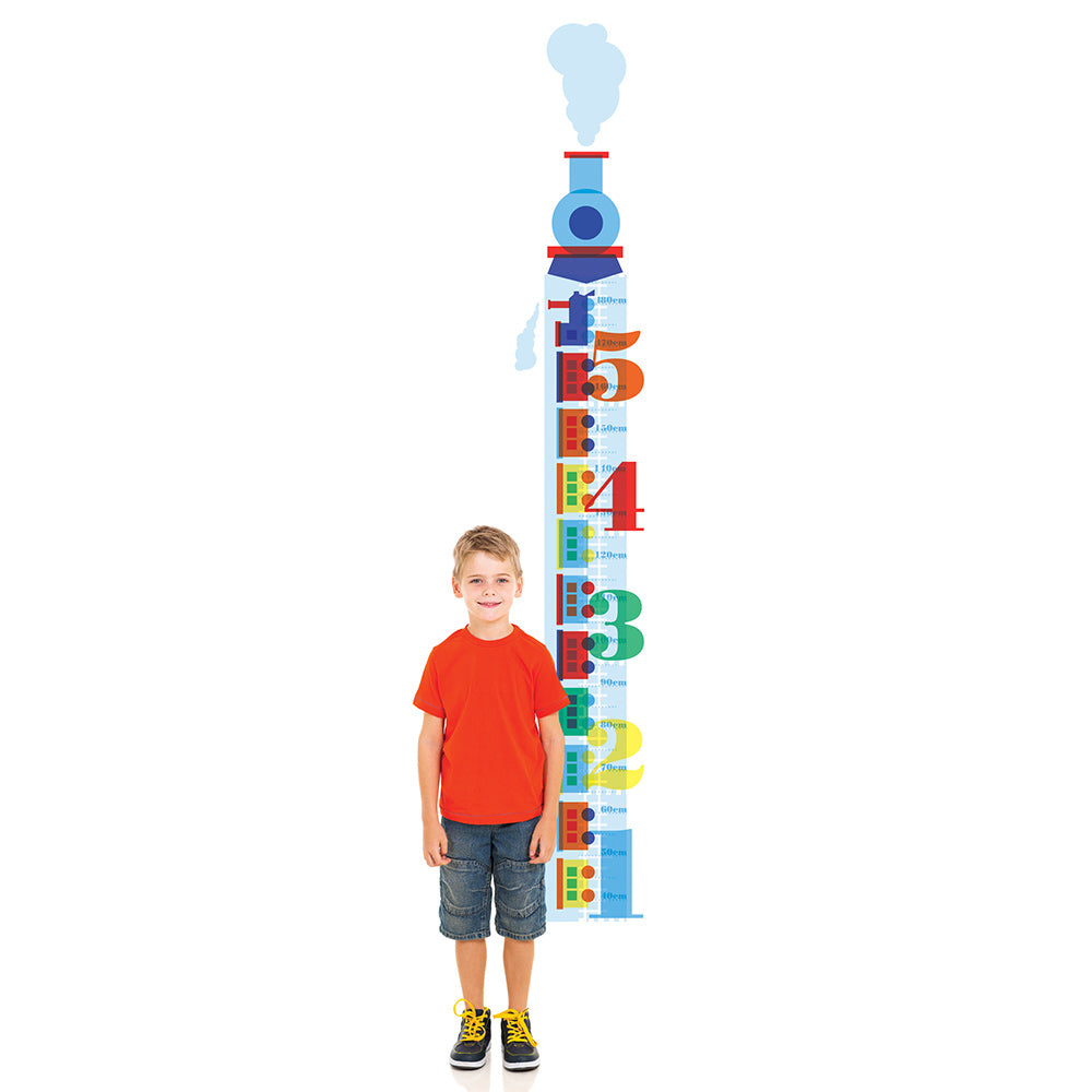 children's train track growth chart wall stickers