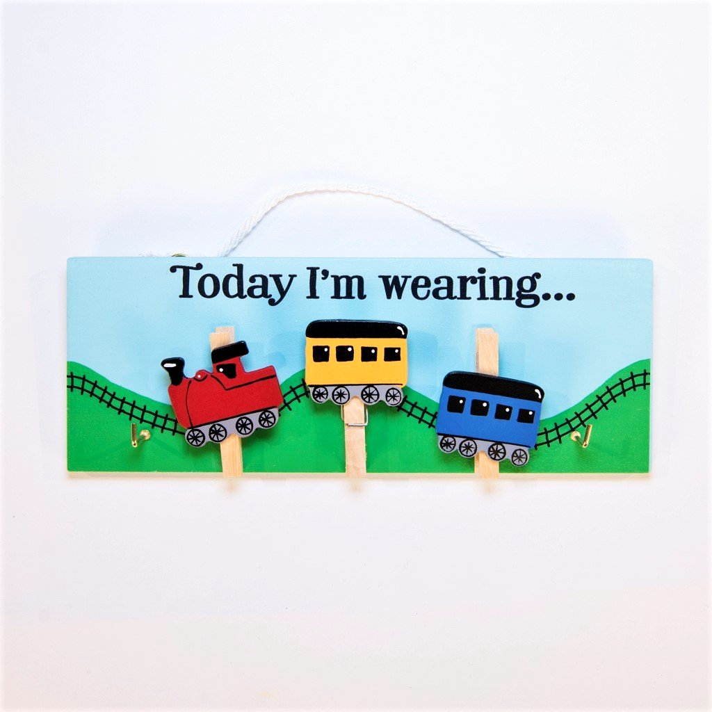 children's educational today i will be wearing trains pegboard
