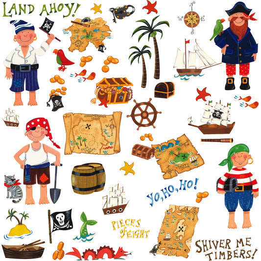 children's pirate and treasure island wall stickers