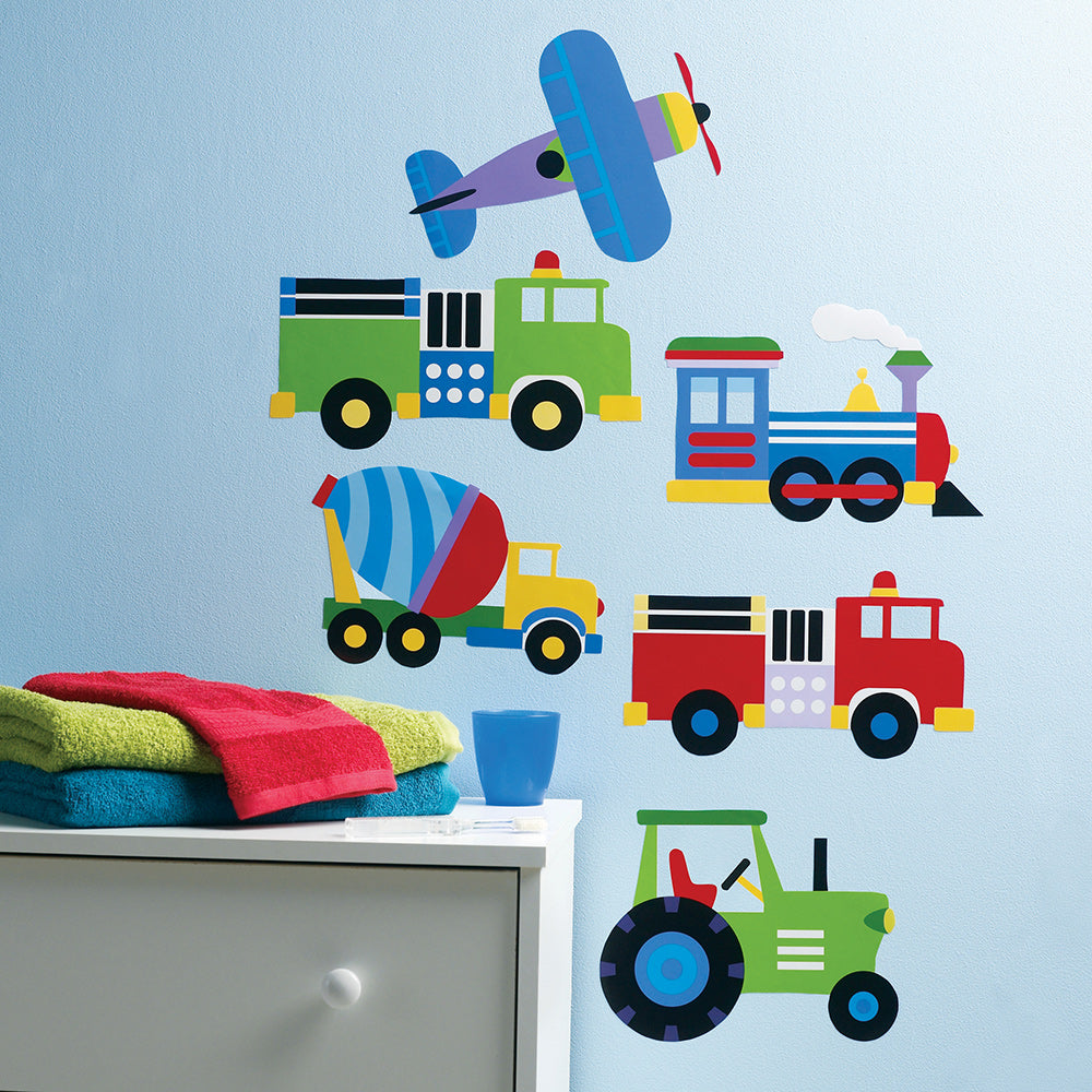 boys trains, trucks and planes wall stickers
