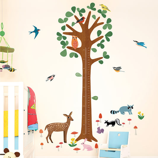 children's woodland growth height chart wall stickers