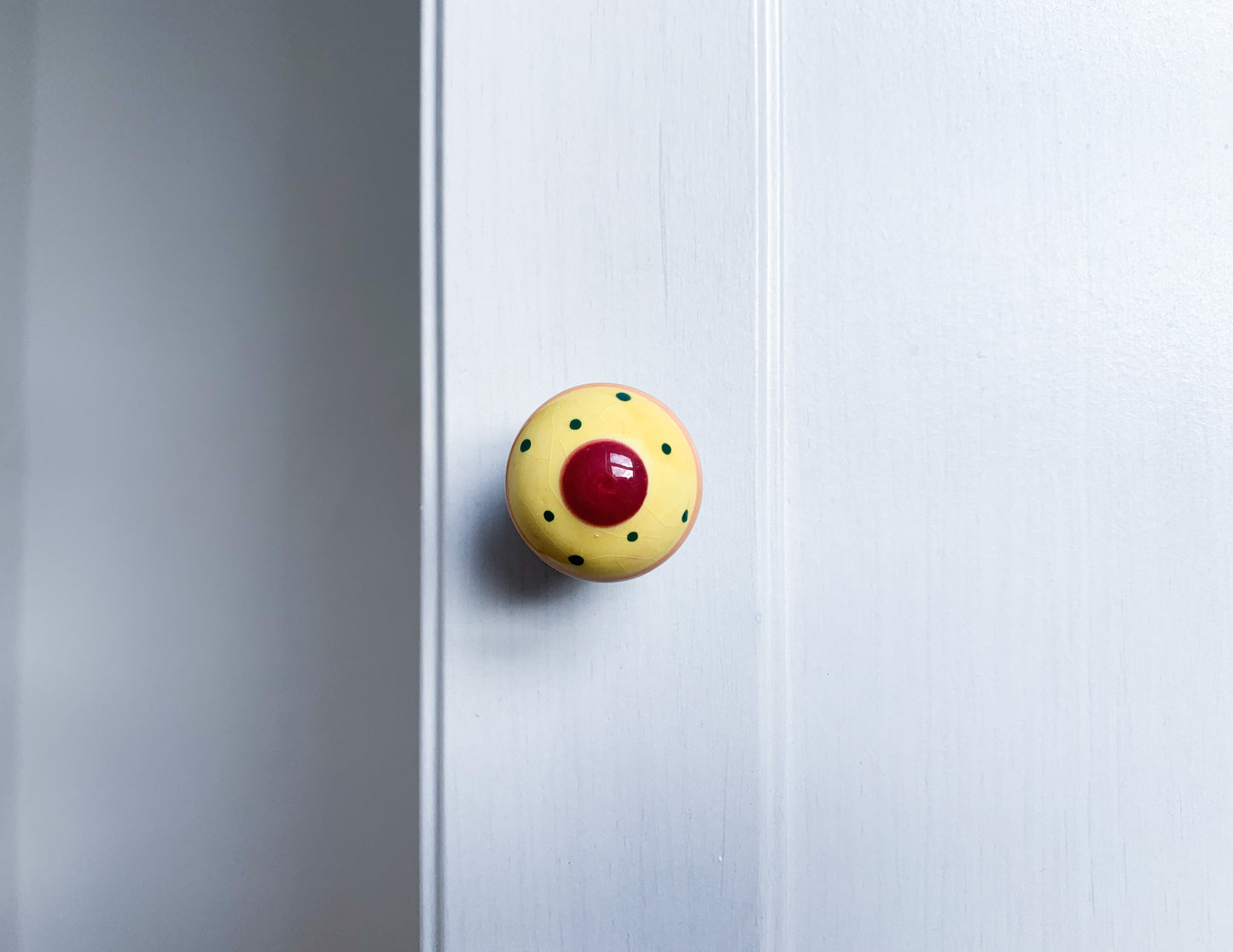 Yellow Dot Ceramic Door / Drawer Knob